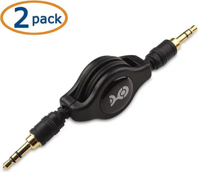 Alt view image 2 of 7 - 2-Pack Gold-Plated Retractable Aux Cable - 2.5 Feet