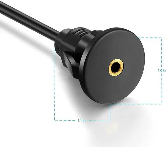 Alt view image 7 of 7 - 3.5mm Male to Female Car Truck Dashboard Flush Mount 1/8 AUX Audio Jack Extension Cable with Mounting Panel for Car Boat and Motorcycle (3 Feet)