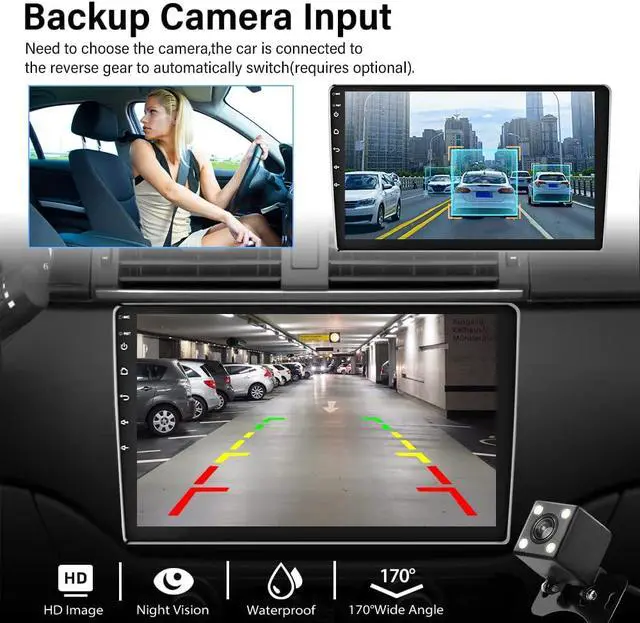 Alt view image 4 of 7 - 1G+32G Android Radio 10.1 Inch Double Din Car Stereo with GPS Navigation Touch Screen Car Radios with Backup Camera, Support WiFi Bluetooth FM, Mirror Link+Dual USB