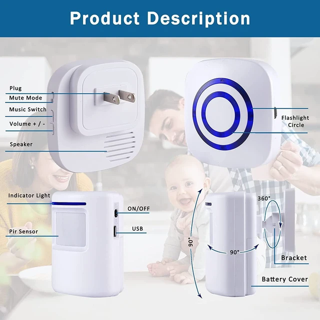 Alt view image 2 of 6 - Motion Sensor Alarm, Long Range Wireless Driveway Alarm