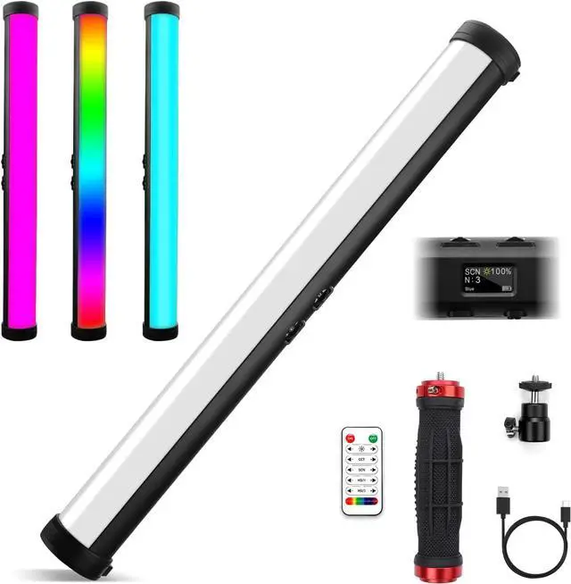 Main image of RGB Led Video Light Stick Wand, Obeamiu 2600-9600K Portable Studio Photography Lighting, 5000mAh Rechargeable Battery, 21 Lights Effects for YouTube, Painting, Vlog, Live Streaming, Self Broadcasting