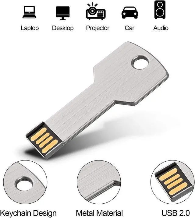 Alt view image 3 of 7 - 10 Pack 8GB USB Flash Drive USB 2.0 Metal Key Shape Memory Stick Thumb Drive Pen Drive-Silver