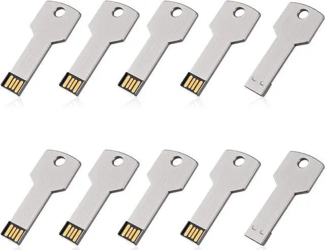 Main image of 10 Pack 8GB USB Flash Drive USB 2.0 Metal Key Shape Memory Stick Thumb Drive Pen Drive-Silver