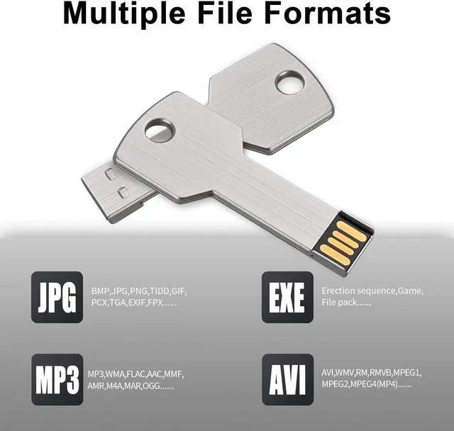 Alt view image 6 of 7 - 10 Pack 8GB USB Flash Drive USB 2.0 Metal Key Shape Memory Stick Thumb Drive Pen Drive-Silver
