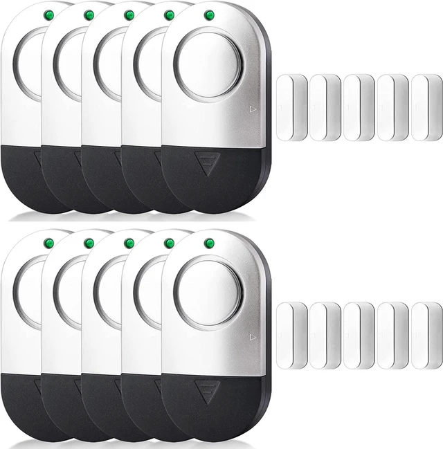 Main image of Door Window Alarms, 120DB Door Alarms for Kids Safety, Door Entry Alert with Chime for Home Store Pool, 10 Pack Silver Gray