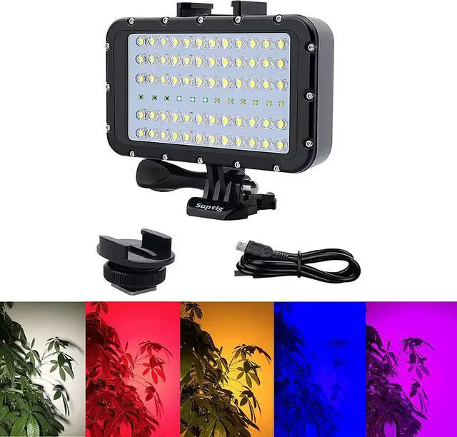 Main image of Video Lighting Dive Light Underwater Lights 72 Led Lights Compatible for Gopro Canon Nikon Pentax Panasonic Sony Samsung SLR Cameras 5 Kinds of Illuminating Colors Waterproof 147ft(45m) Black