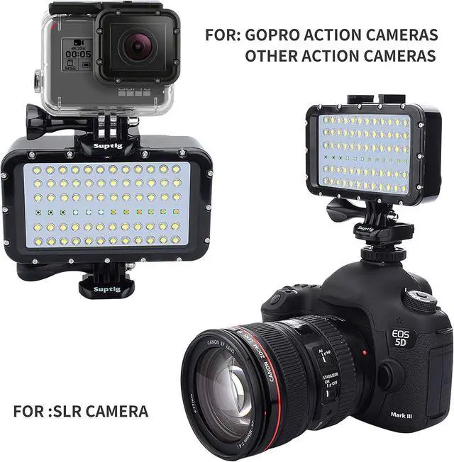 Alt view image 2 of 6 - Video Lighting Dive Light Underwater Lights 72 Led Lights Compatible for Gopro Canon Nikon Pentax Panasonic Sony Samsung SLR Cameras 5 Kinds of Illuminating Colors Waterproof 147ft(45m) Black