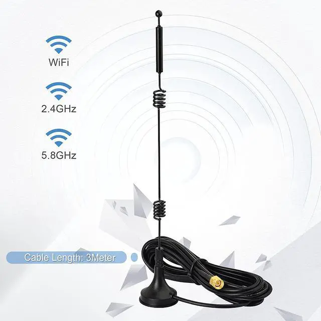 Alt view image 5 of 7 - Xiaogan Dual Band WiFi 2.4GHz 5GHz 5.8GHz 9dBi Magnetic Base SMA Male Antenna for Wireless Vedio Security Camera Surveillance Recorder Vehicle Truck Trailer Rear View Backup Camera Reversing Monitor