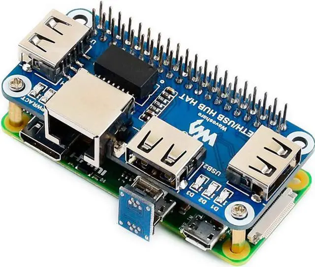 Alt view image 2 of 6 - Ethernet/USB HUB HAT Expansion Board for Raspberry Pi 4B/3B+/3B/2B/Zero/Pi Zero W/Pi Zero 2W,with RJ45 10/100M Ethernet Port (Based on RTL8152B Chip) and Three USB Ports,Compatible with USB2.0/1.1