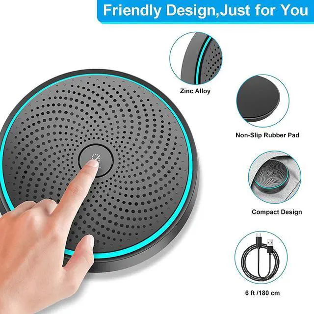 Alt view image 7 of 7 - Conference USB Microphone, ANSTEN Omnidirectional Condenser PC Mic Pick Up Voice 10ft,Ideal for Video Conferencing Recording, Skype, Online Class, Court Report, Compatible with Mac OS X Windows