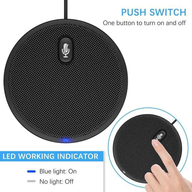 Alt view image 3 of 6 - USB Conference Microphone, 360° Omnidirectional Condenser PC Microphones with Mute Plug & Play Compatible with Mac OS X Windows for Video Conference,Gaming,Chatting,Skype
