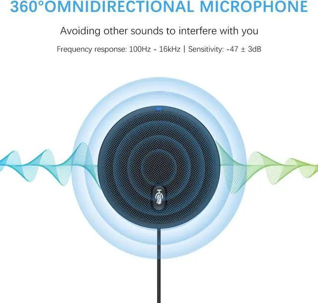 Alt view image 2 of 6 - USB Conference Microphone, 360° Omnidirectional Condenser PC Microphones with Mute Plug & Play Compatible with Mac OS X Windows for Video Conference,Gaming,Chatting,Skype