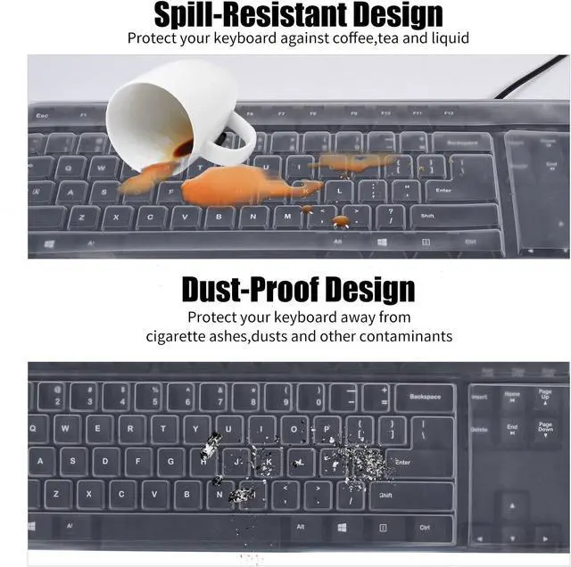 Alt view image 6 of 7 - Clear Desktop Computer Keyboard Cover for PC 104/107 Keys Standard Keyboard | Silicone Anti Dust Waterproof Keyboard Protector Skin, Anti Fingerprint(NOT for Mechanical & Gaming Keyboards)