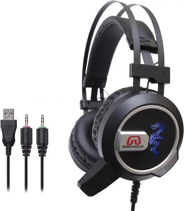 Main image of GamesterGear Falcon Over The Ear Stereo Pc Gaming Headset 3.5mm Surround Sound Audio with Omnidirectional Microphone - Led Lights - Volume Control