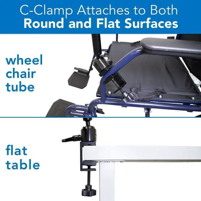 Alt view image 6 of 7 - Mount-It! Tablet Pole Mount | Universal Full Motion Holder for iPad, Phone or Tablet | C-Clamp Base | Fits 6-14 Inch Screens