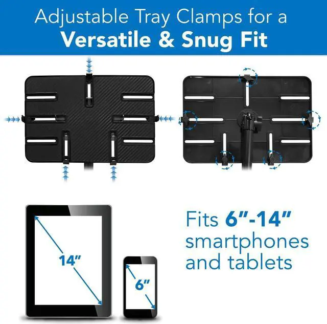 Alt view image 5 of 7 - Mount-It! Tablet Pole Mount | Universal Full Motion Holder for iPad, Phone or Tablet | C-Clamp Base | Fits 6-14 Inch Screens