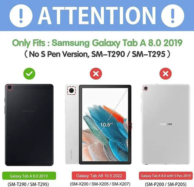 Alt view image 2 of 7 - Slim Case for Galaxy Tab A 8-inch 2019 T290 T295 Light Cover Trifold Stand Hard Shell Folio Case for 8.0 inch Galaxy Tab A 2019 Without S Pen Model SM-T290 (Wi-Fi) SM-T295 (LTE) CBlack