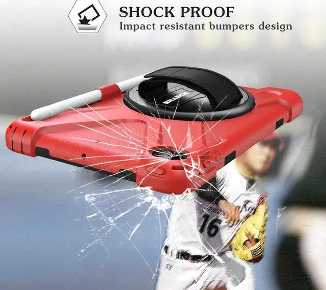 Alt view image 6 of 7 - iPad Mini 5th/4th Generation Case for Kids,  Shockproof Protective Case with 360° Rotating Kickstand Hand Strap and Shoulder Strap Pencil Holder for iPad Mini 5/ 4th Gen 7.9-Inch-Red