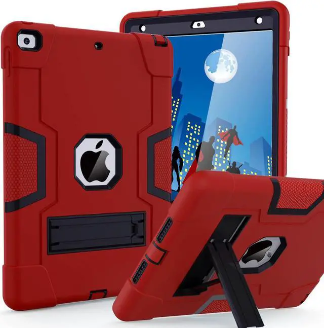 Main image of Case for ipad 9th Generation/iPad 8th Generation/iPad 7th Generation, Slim Heavy Duty Shockproof Rugged Protective Case with Built-in Stand for iPad 10.2 inch 2021/2020/2019, Red