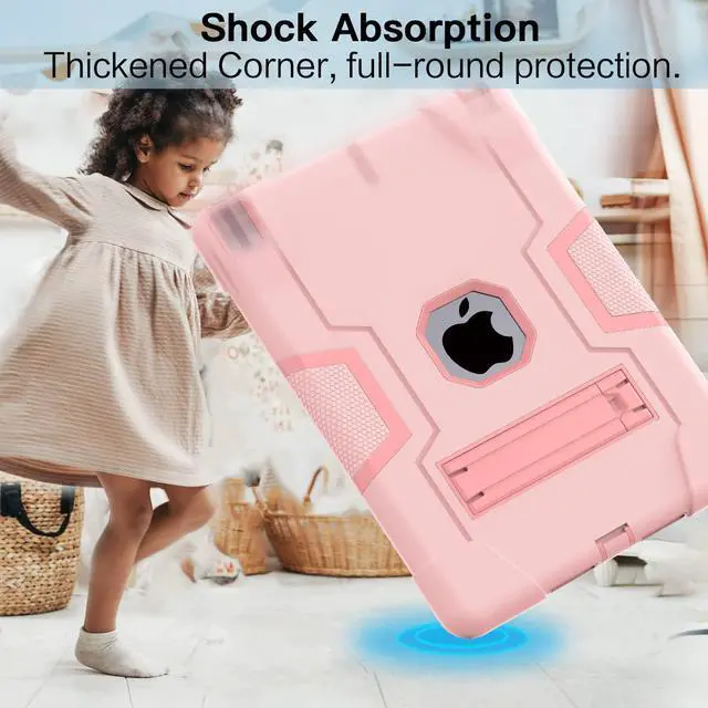 Alt view image 7 of 7 - Case for ipad 9th Generation/iPad 8th Generation/iPad 7th Generation, Slim Heavy Duty Shockproof Rugged Protective Case with Built-in Stand for iPad 10.2 inch 2021/2020/2019, Rose Gold