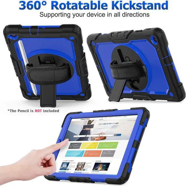Alt view image 3 of 6 - Case for Samsung Tab A 10.1 2019,Built-in Screen Protector,  Heavy Duty Rugged Shockproof Drop Protection Case with 360 Kickstand/Handle Hand Strap/Shoulder Strap for Galaxy Tab A 10.1 Inch 2019