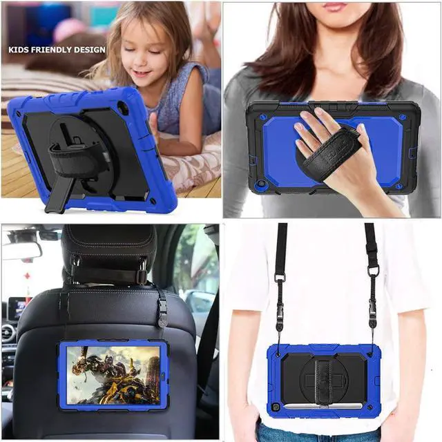 Alt view image 5 of 6 - Case for Samsung Tab A 10.1 2019,Built-in Screen Protector,  Heavy Duty Rugged Shockproof Drop Protection Case with 360 Kickstand/Handle Hand Strap/Shoulder Strap for Galaxy Tab A 10.1 Inch 2019