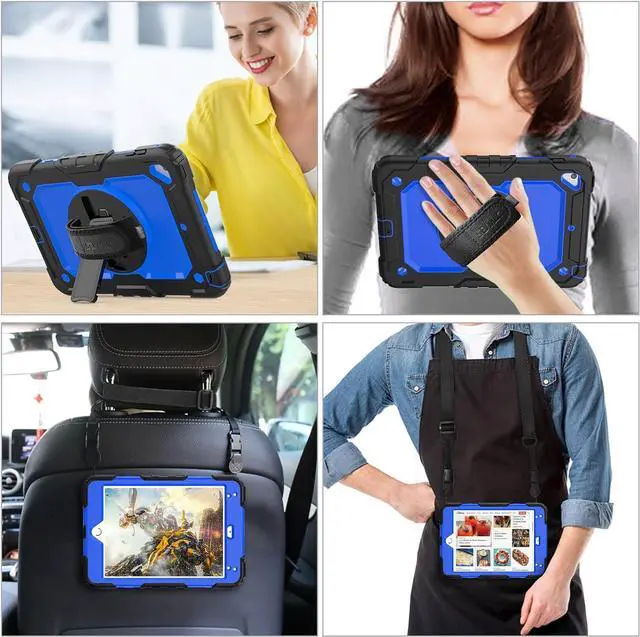 Alt view image 4 of 7 - Case for Pad Mini 5/4, Protection [Full-Body] Case with 360 Degrees Rotating Stand [Pencil Holder] [Screen Protector] Hand Strap for Pad Mini 5th/4th Generation 7.9 inch(Blue+Black)