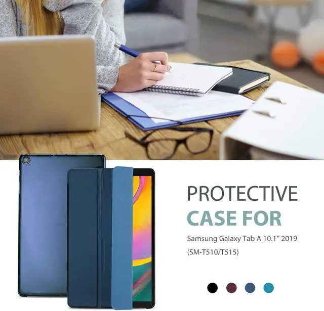 Alt view image 7 of 7 - Slim Case for Galaxy Tab A 10.1 2019 Model T510 T515 T517 Lightweight Stand Case Shell Cover for 10.1 Inch Galaxy Tab A Tablet SM-T510 SM-T515 SM-T517 2019 Release -Navy