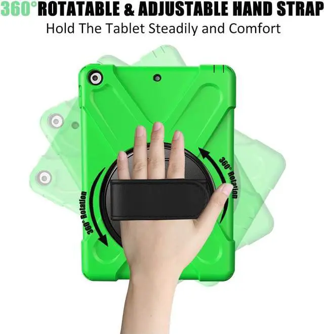 Alt view image 6 of 7 - iPad 10.2 inch Rugged Case Green and 2 Pack Anti Blue Light Tempered Glass Screen Ptotector(iPad 9th/8th/7th Generation)