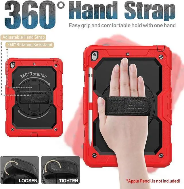 Alt view image 4 of 7 - Case for iPad 9th/8th/7th Generation, iPad 10.2 inch Case 2021 2020 2019, Shockproof Protective Stand Case for iPad 9/8/7