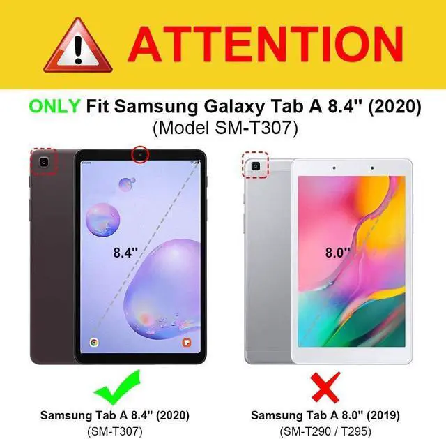 Alt view image 2 of 7 - Galaxy Tab A 8.4 Case (2020), SM-T307/SM-T307U Case with Kickstand Hand Strap and Shoulder Strap Heavy Duty Shockproof Case for Samsung Galaxy Tab A 8.4 T307 Verizon/Sprint (Black