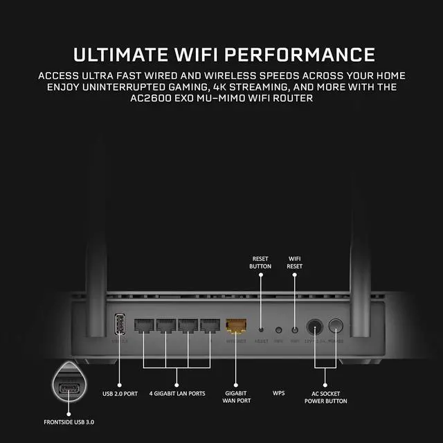 Alt view image 2 of 7 - D-Link WiFi Router, AC2600 MU-MIMO Dual Band Gigabit 4K Streaming and Gaming with USB Ports, 4x4 Wireless Internet for Home (DIR-882-US), Black