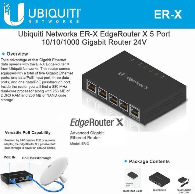 Alt view image 2 of 4 - Ubiquiti Networks Networks Ethernet Networks Router (ER-X), dual band, Black