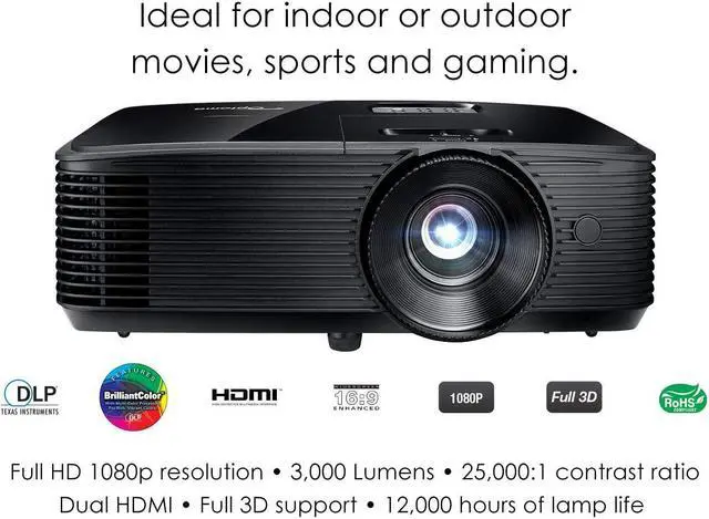 Alt view image 18 of 20 - Optoma HD143X DLP Projector 3000 Lumens 1080P 23,000:1 REC.709 color 12,000 hour lamp life, HDMI, 3D Sync port, USB power