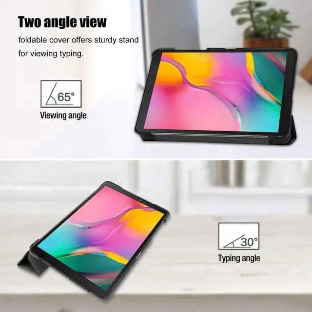 Alt view image 4 of 7 - Slim Case for Galaxy Tab A 8-inch 2019 T290 T295 Light Cover Trifold Stand Hard Shell Folio Case for 8.0 inch Galaxy Tab A 2019 Without S Pen Model SM-T290 (Wi-Fi) SM-T295 (LTE) CBlack
