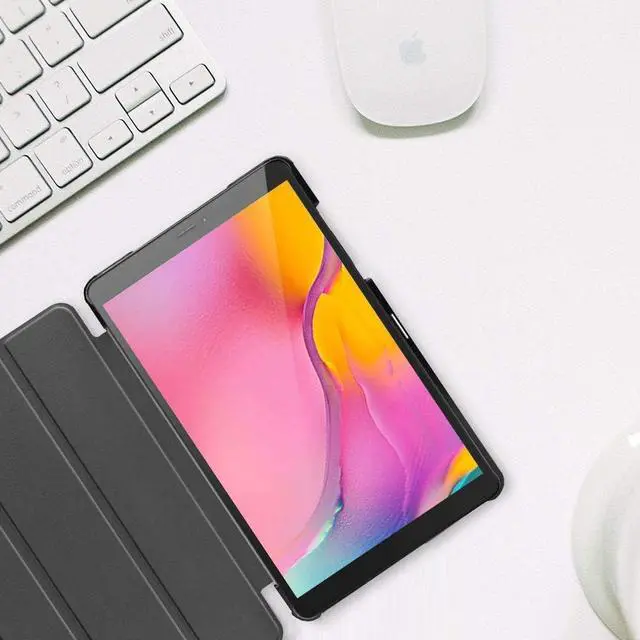 Alt view image 7 of 7 - Slim Case for Galaxy Tab A 8-inch 2019 T290 T295 Light Cover Trifold Stand Hard Shell Folio Case for 8.0 inch Galaxy Tab A 2019 Without S Pen Model SM-T290 (Wi-Fi) SM-T295 (LTE) CBlack