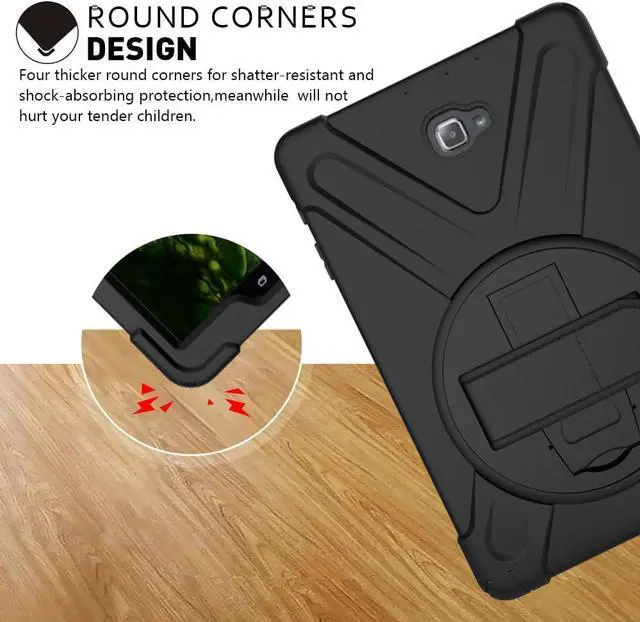 Alt view image 7 of 7 - BONAEVER For Samsung Galaxy Tab A 10.1 inch 2016 Case Model SM-T580 T585 T587 Protective Cover with H Grip Shoulder Strap & 360 Degree Stand