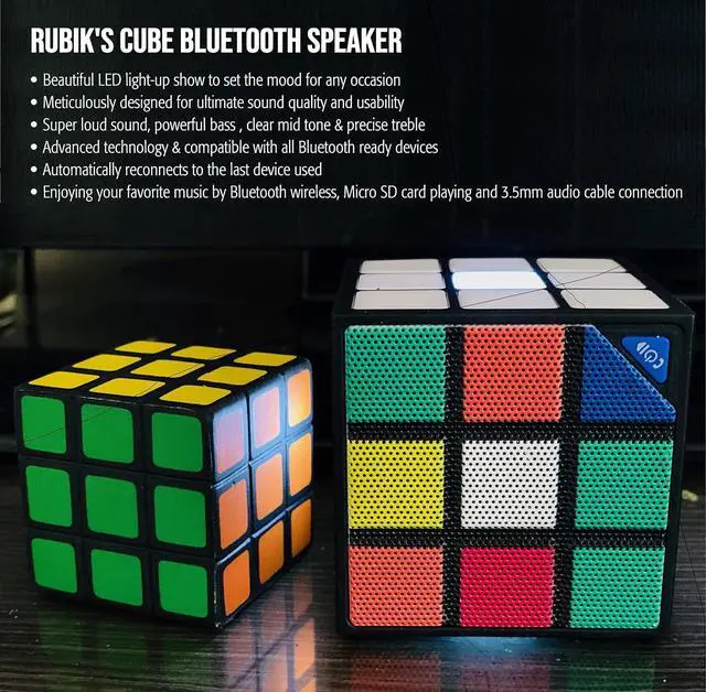Alt view image 2 of 7 - Rubik's Portable Light-Up Cube Speaker