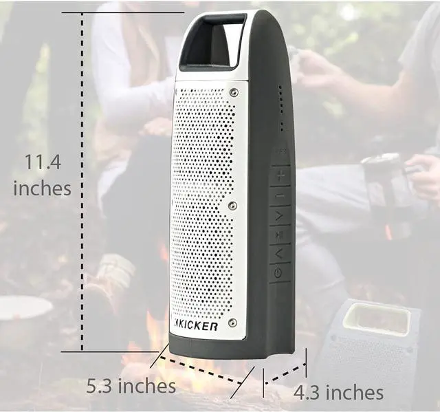 Alt view image 7 of 7 - KICKER Bullfrog BF100 Bluetooth Portable Outdoor Speaker | 360° Sound Field | Waterproof Dustproof Casing IP67 Rating | Powerful 16 Watt AMP | 100 FT Wireless Range Gray