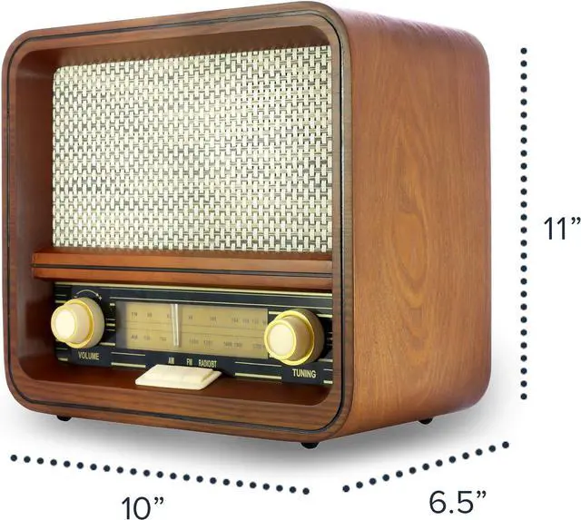 Alt view image 2 of 5 - Fuse RAD-V1 Vintage Retro Radio | AM/FM Radio Speaker with Bluetooth & AUX Input | 5W Speakers | Mid Century Modern Style | Real Handcrafted Ashtree Wood Exterior