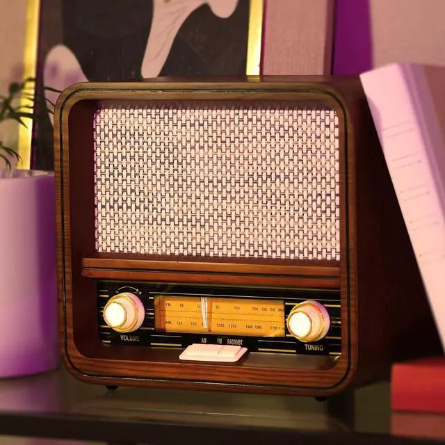 Alt view image 4 of 5 - Fuse RAD-V1 Vintage Retro Radio | AM/FM Radio Speaker with Bluetooth & AUX Input | 5W Speakers | Mid Century Modern Style | Real Handcrafted Ashtree Wood Exterior