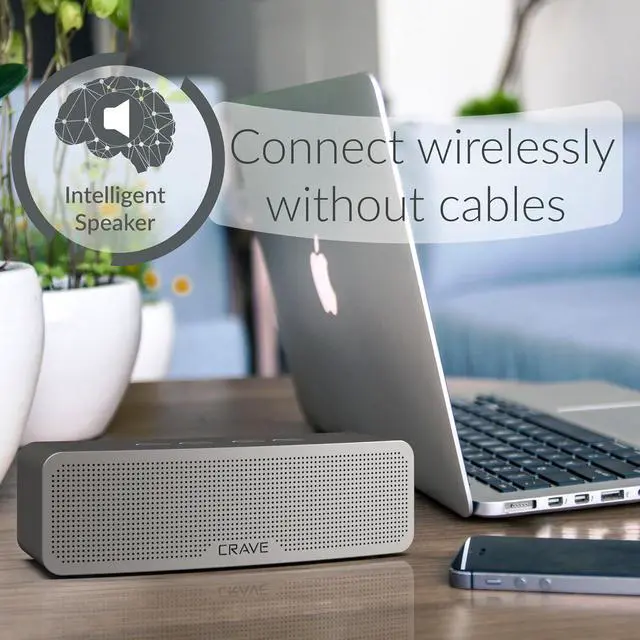 Alt view image 2 of 7 - Crave Curve Portable Bluetooth Wireless Intelligent Speaker with Enhanced Bass, Built-in Microphone and Speakerphone