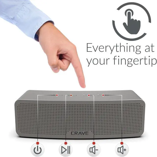 Alt view image 3 of 7 - Crave Curve Portable Bluetooth Wireless Intelligent Speaker with Enhanced Bass, Built-in Microphone and Speakerphone