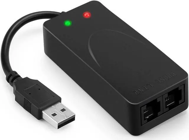 Alt view image 2 of 7 - USB 56K Voice Fax Data External V.90 V.92 Modem With Dual Ports, Compatible With Windows 98SE/2000/ME/XP/Vista/Win 7 and Support Auto-Dial, Tone and Pulse Dialing, Auto Answer, Auto Retrain (Black Co