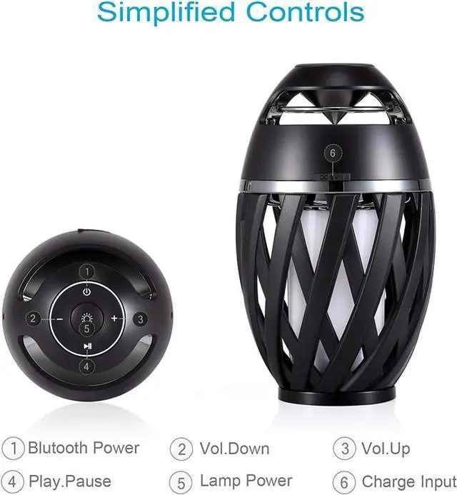 Alt view image 6 of 7 - LED Flame Speaker, Flame Atmosphere Outdoor Bluetooth Speaker with Stereo Enhanced Bass Sound, TWS Supported Portable Wireless Speaker, BT4.2 for iPhone Ipad Android(2 Pack)
