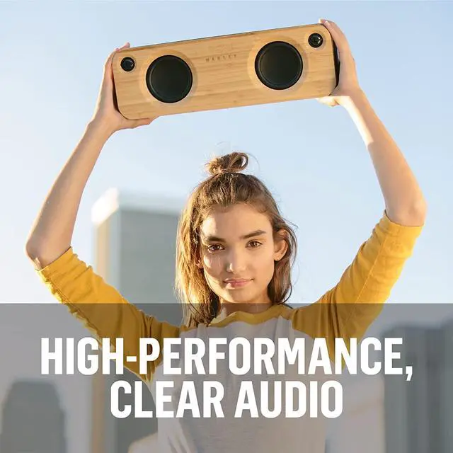Alt view image 4 of 7 - House of Marley - Get Together Bluetooth Portable Bluetooth Speaker and Audio System - 3.5 Woofer & 1 Tweeters, 30m Wireless Range, 8 hour Playtime, Sustainably Crafted, Signature Black