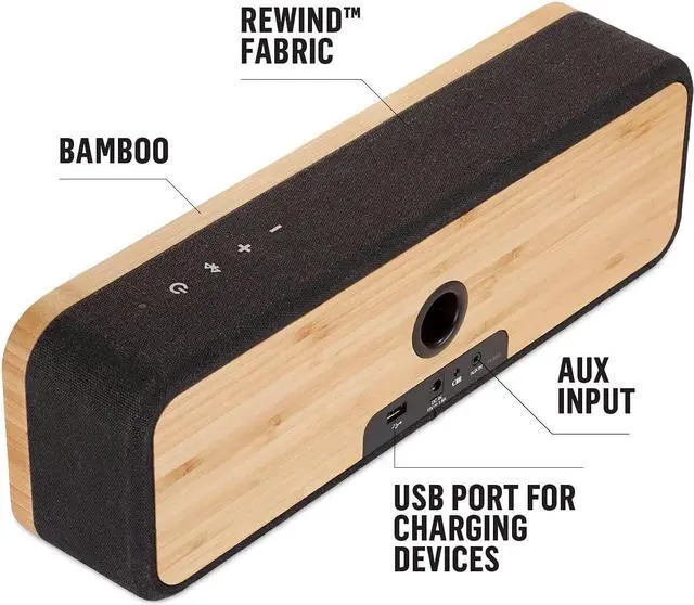 Alt view image 3 of 7 - House of Marley - Get Together Bluetooth Portable Bluetooth Speaker and Audio System - 3.5 Woofer & 1 Tweeters, 30m Wireless Range, 8 hour Playtime, Sustainably Crafted, Signature Black