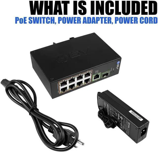 Alt view image 7 of 7 - BV-Tech 8 Port PoE Switch with 1 Gigabit Uplink and Industrial DIN Rail - Power Over Ethernet Network Switch for IP Cameras, VoIP Phones, Wireless APs - IEEE802.3af/at, Wide Temperature Range