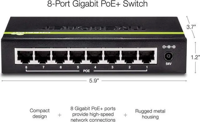 Alt view image 4 of 6 - TRENDnet 8-Port 10/100Mbps PoE Switch, 4 x 10/100 Ports, 4 x 10/100 PoE Ports, 30W PoE Power Budget, 1.6 Gbps Switching Capacity, 802.3af, Lifetime Protection, Black, TPE-S44