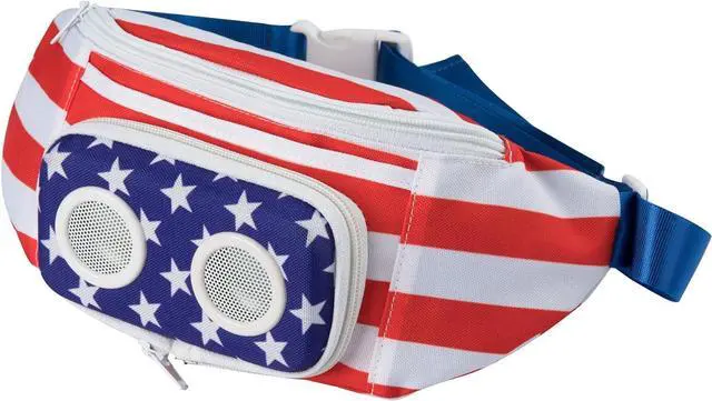 Main image of American Flag Fannypack with Speakers. Bluetooth Fanny Pack for Parties/Festivals/Raves/Beach/Boats. Rechargeable, Works with iPhone & Android. (2024 Edition)